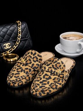 BCBGeneration Leopard Print Mule Loafers Size 8B